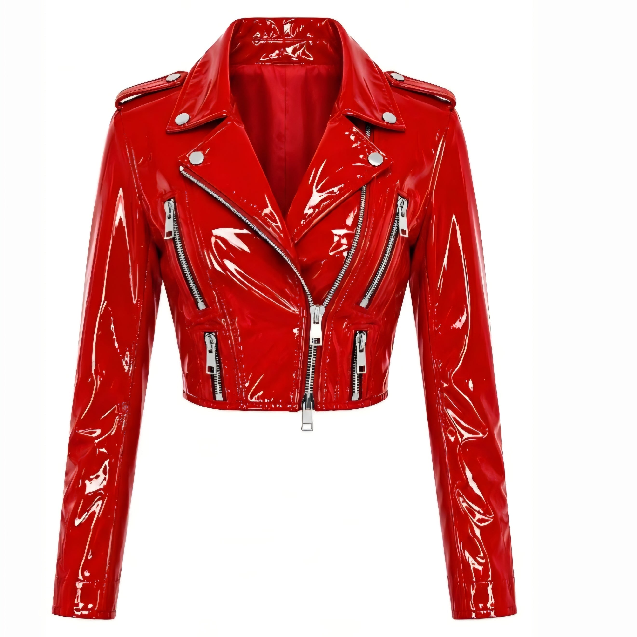 PVC - Women's Stunning Motorcycle Cropped Jacket