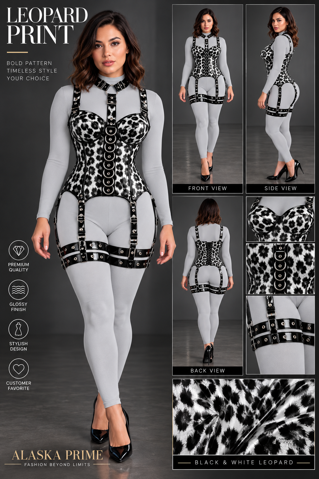 PVC Gloss | Leopered | OverBust Corset