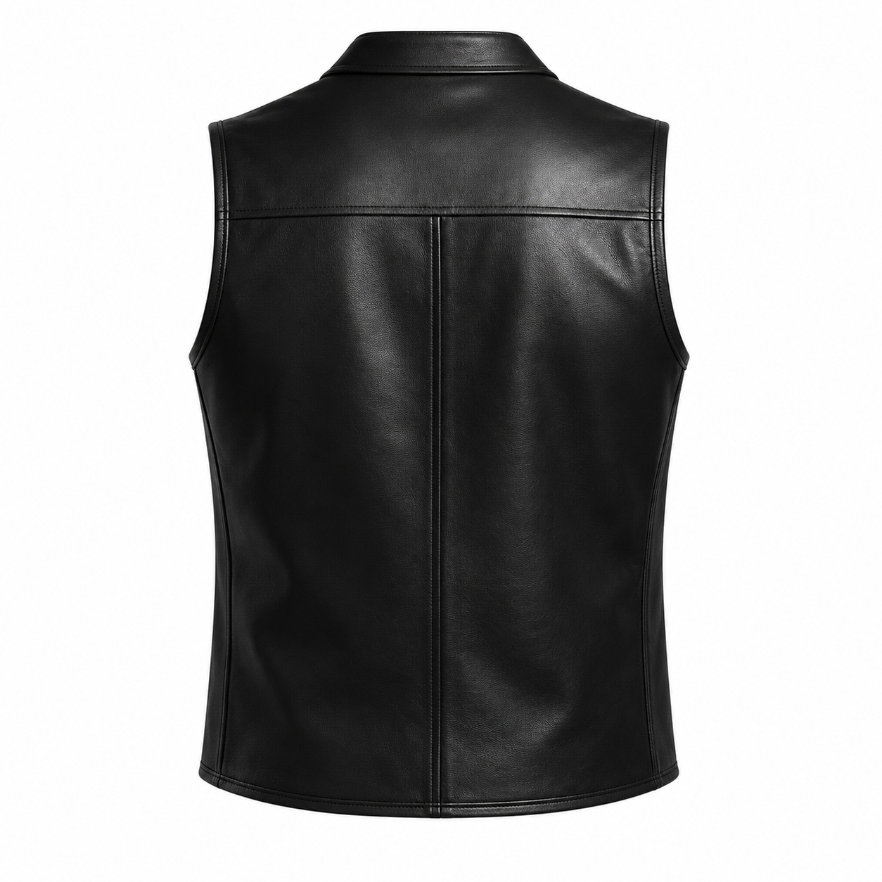 Men's Black Genuine Leather Biker Vest
