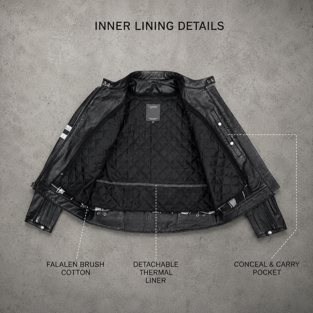 Leather Motorcycle Jacket Cowhide Cafe Racer Riding Padded Armor Jacket