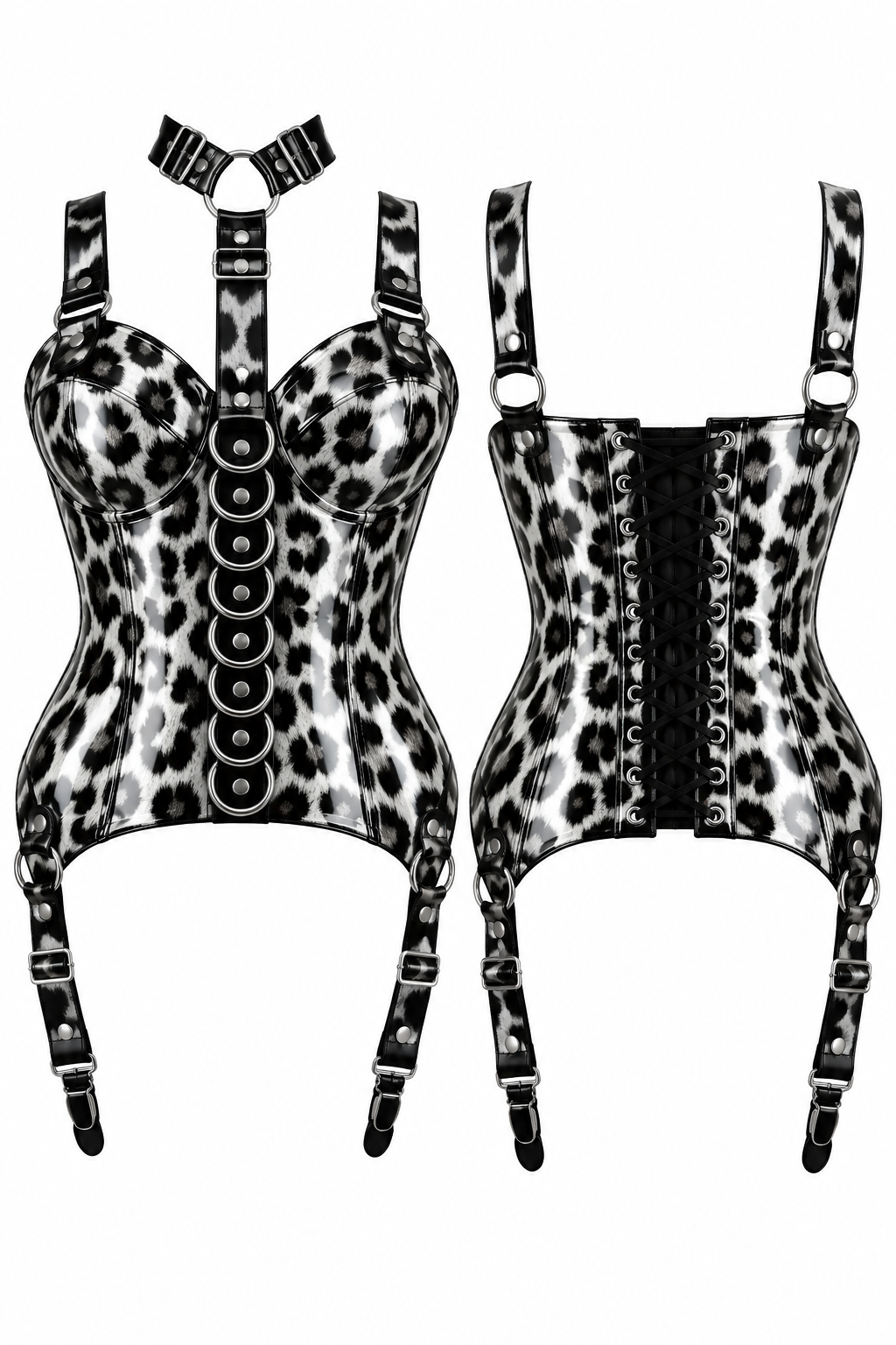 PVC Gloss | Leopered | OverBust Corset