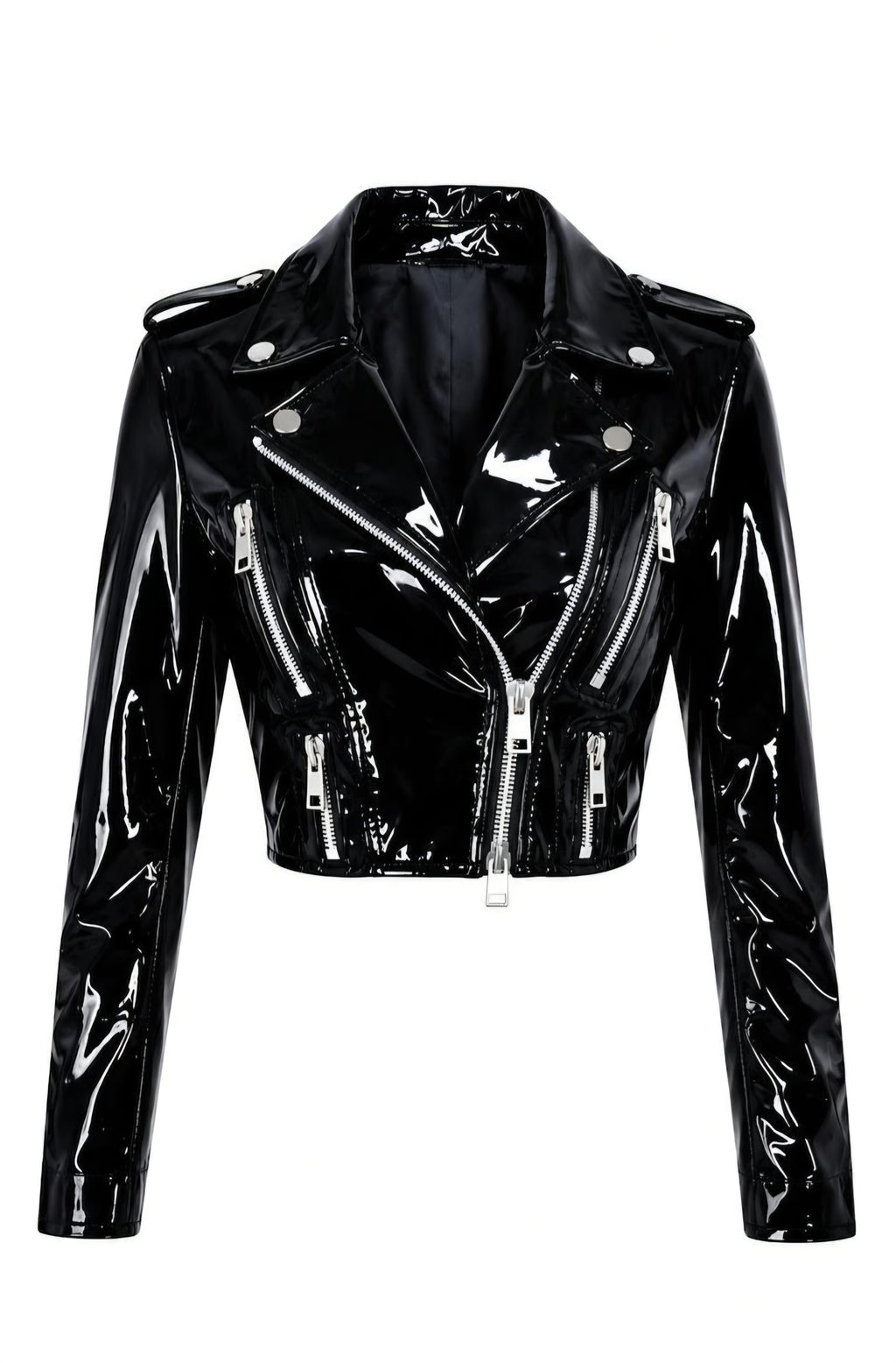 PVC - Women's Stunning Motorcycle Cropped Jacket