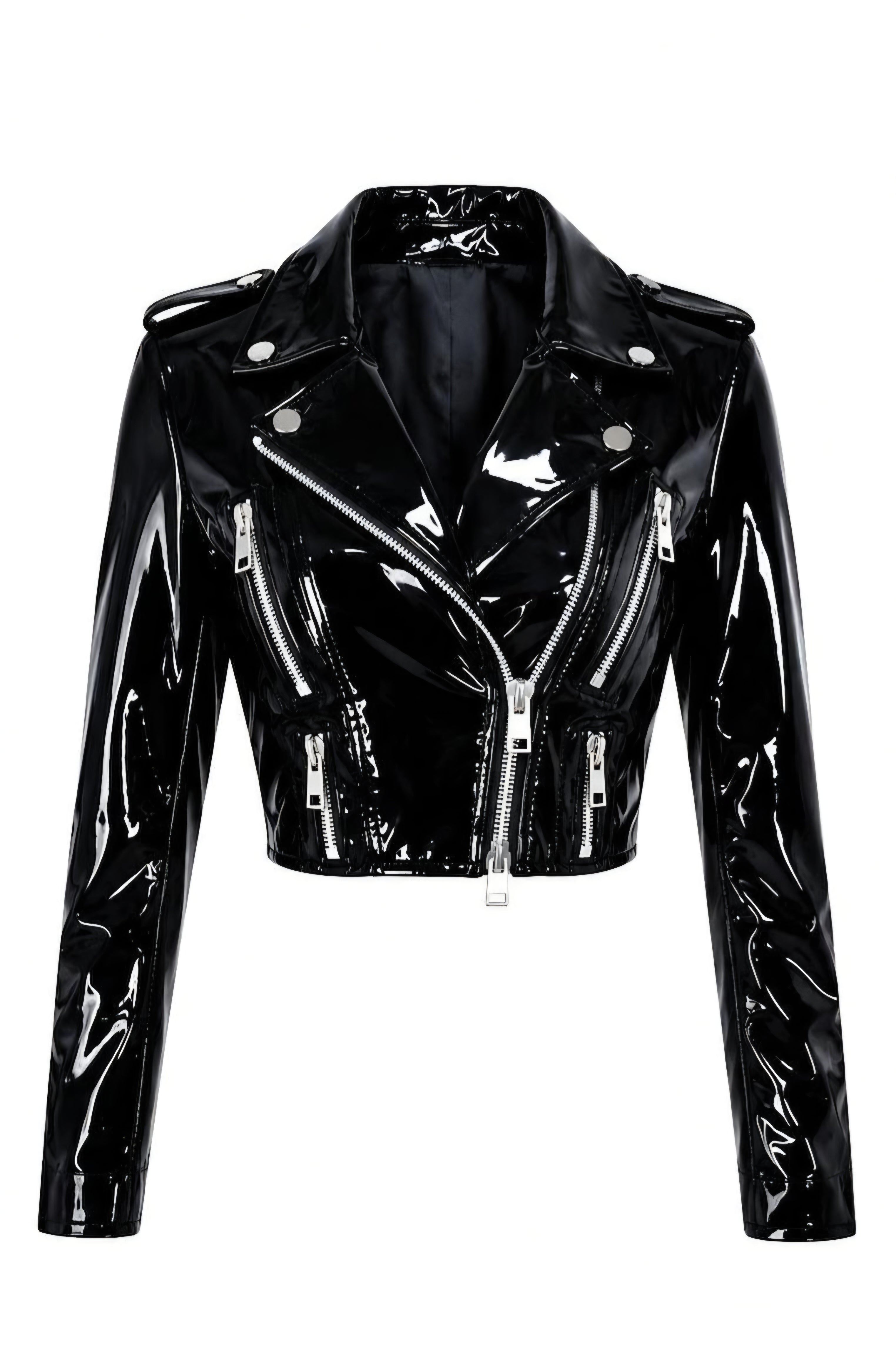 PVC - Women's Stunning Motorcycle Cropped Jacket