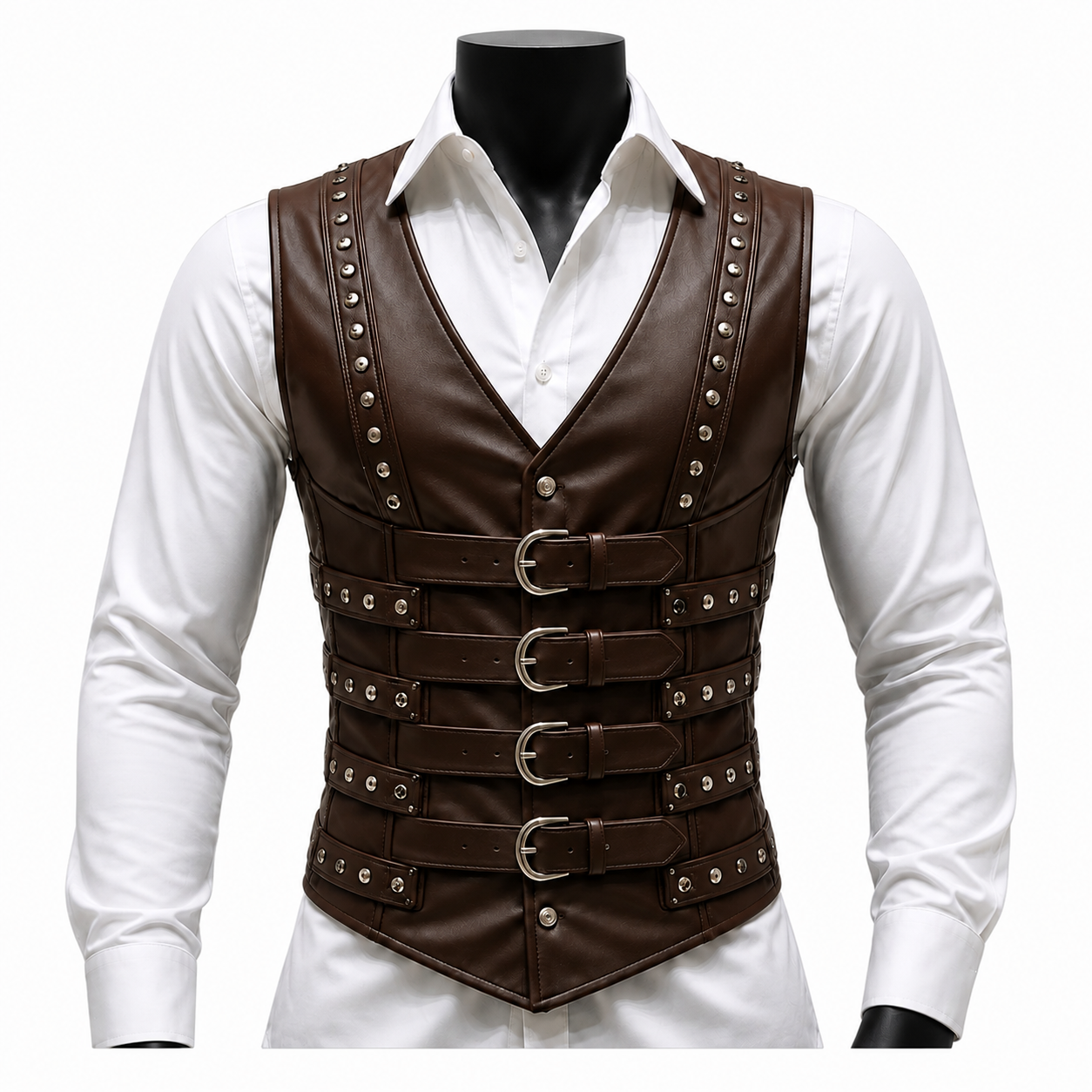 Mens Corset Vest Real Leather Steel Boned Steampunk Gothic Business VEST USA