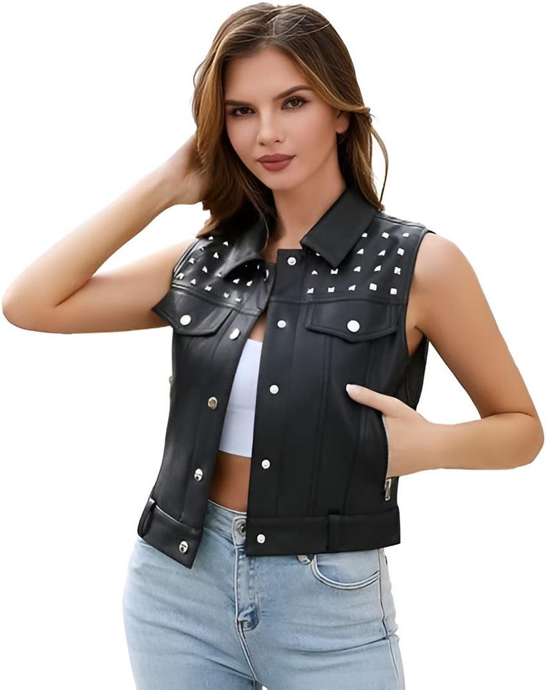 Handmade Women’s  Leather Vest Slim Fit