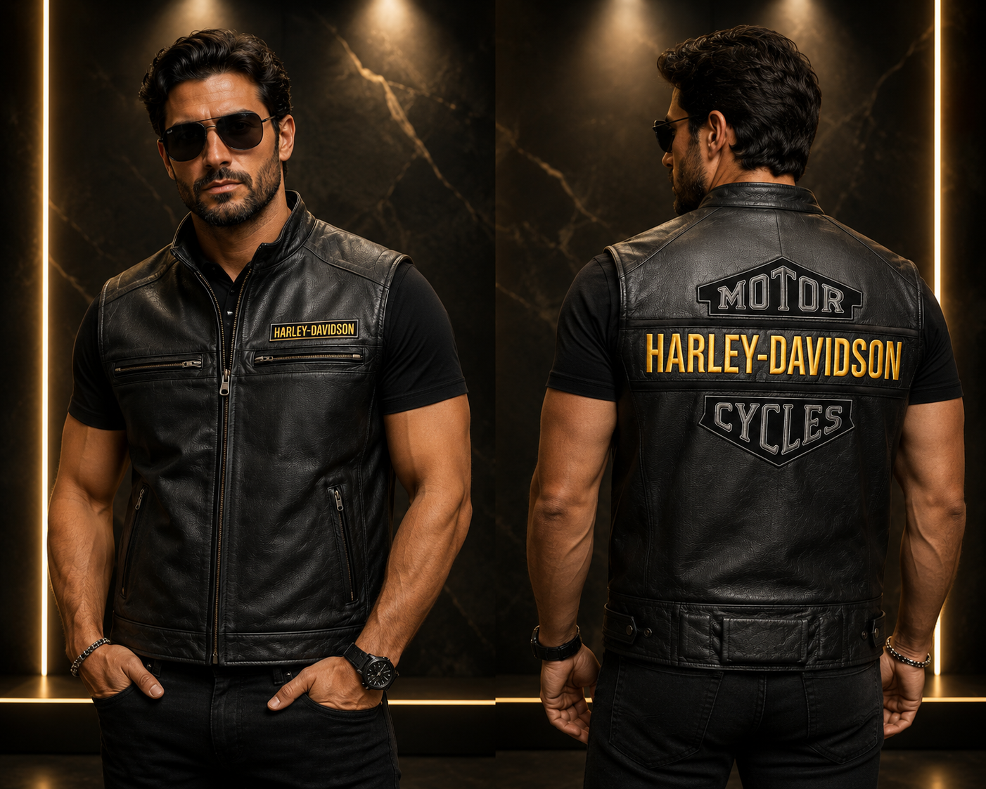 Harley Davidson-Motorcycle Leather Vest