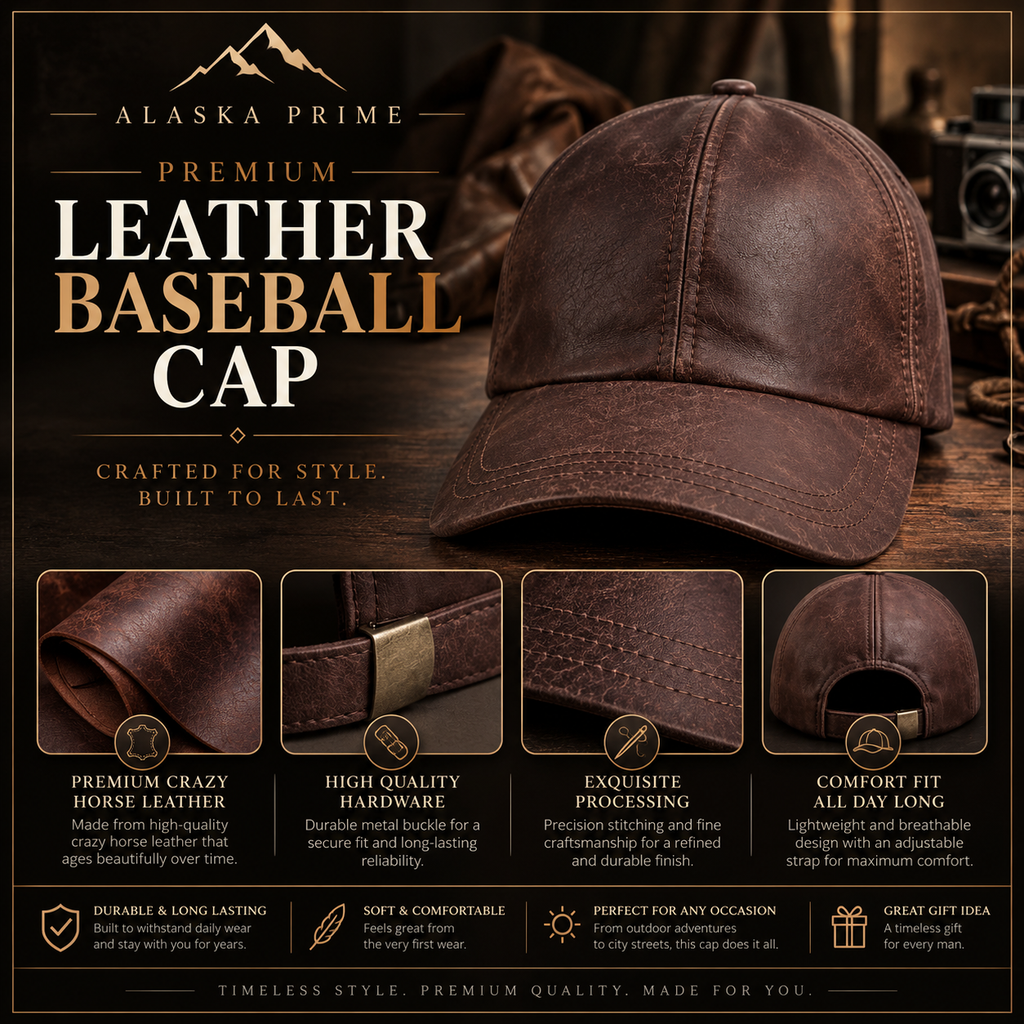 Unisex Leather Baseball Cap Distressed Biker Hat Adjustable Sports Casual Strap