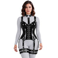 PVC Gloss OverBust Corset Harness Bodysuit Gothic Buckle Bustier Steampunk Fetish