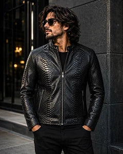 Mens Primium Leather Jacket Crocodile / Biker / Outerwear Jacket
