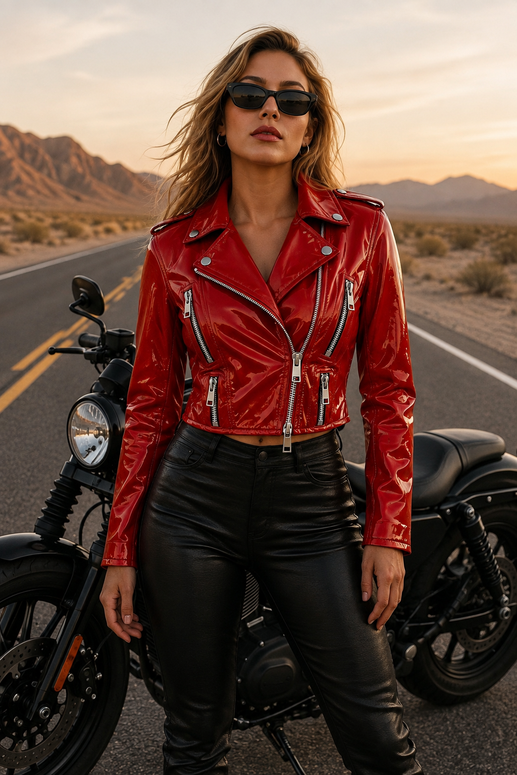PVC - Women's Stunning Motorcycle Cropped Jacket