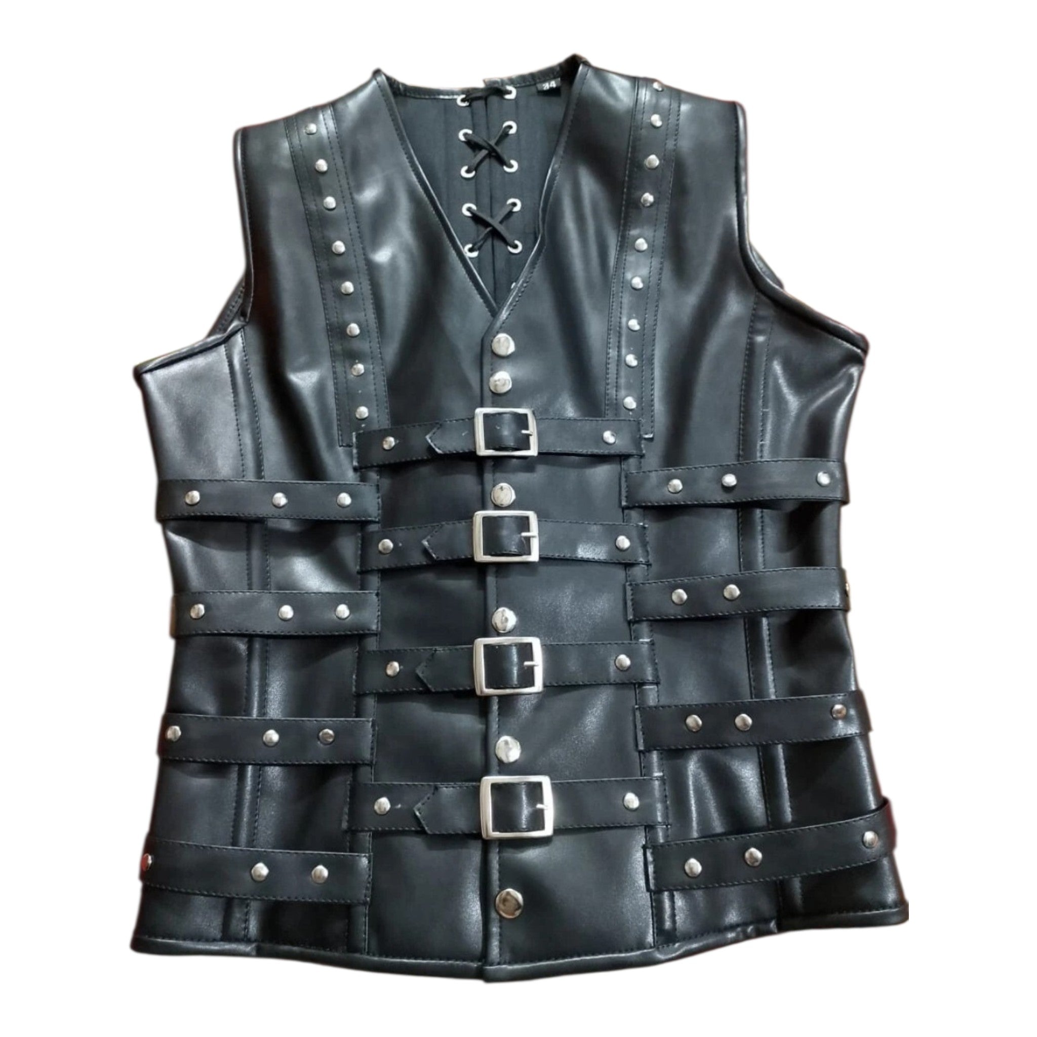 Mens Corset Vest Real Leather Steel Boned Steampunk Gothic Business VEST USA