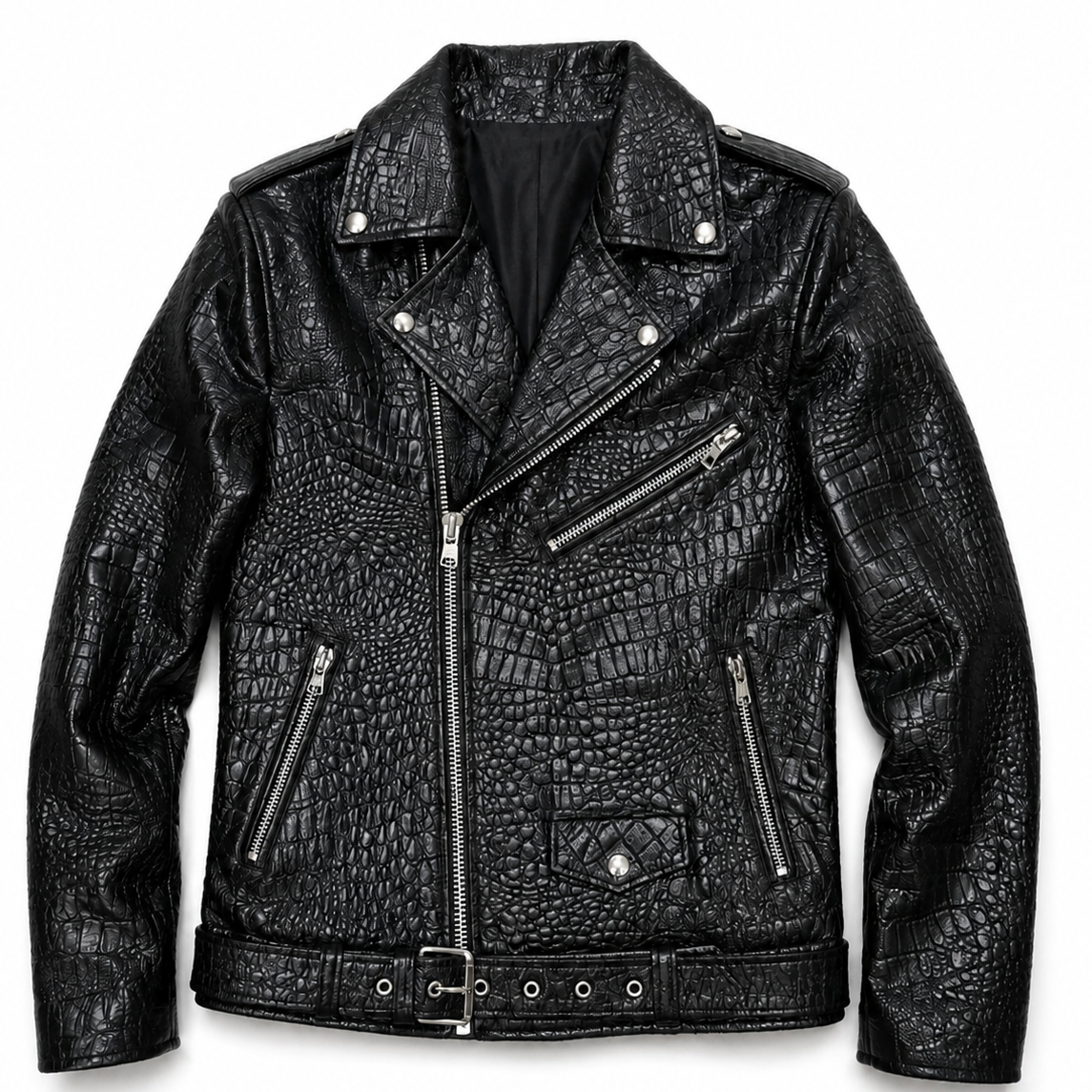 Mens Primium Leather Jacket Crocodile / Biker / Outerwear Jacket