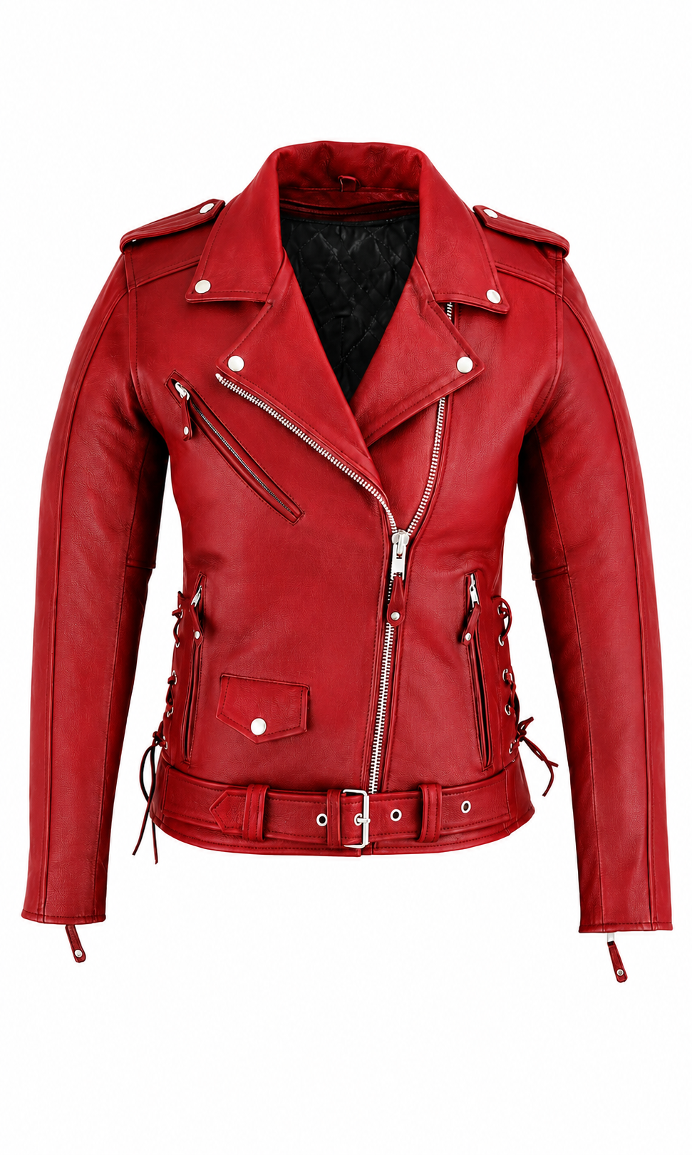 Women's Motorcycle Premium Cow Hide Thick Leather Jacket Zip Out Liner-USA