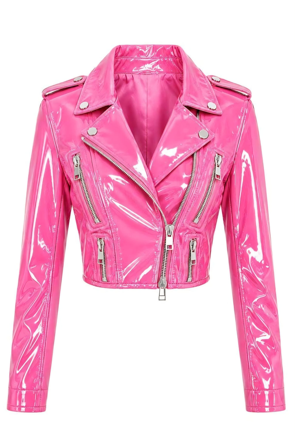 PVC - Women's Stunning Motorcycle Cropped Jacket