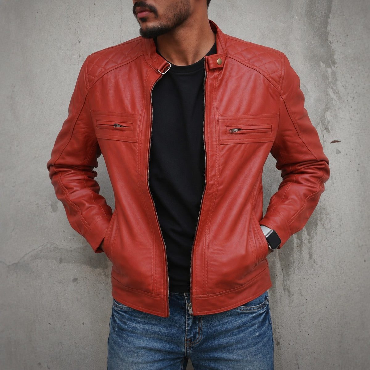 Mens Primium Leather Jacket - Tan Leather Jacket