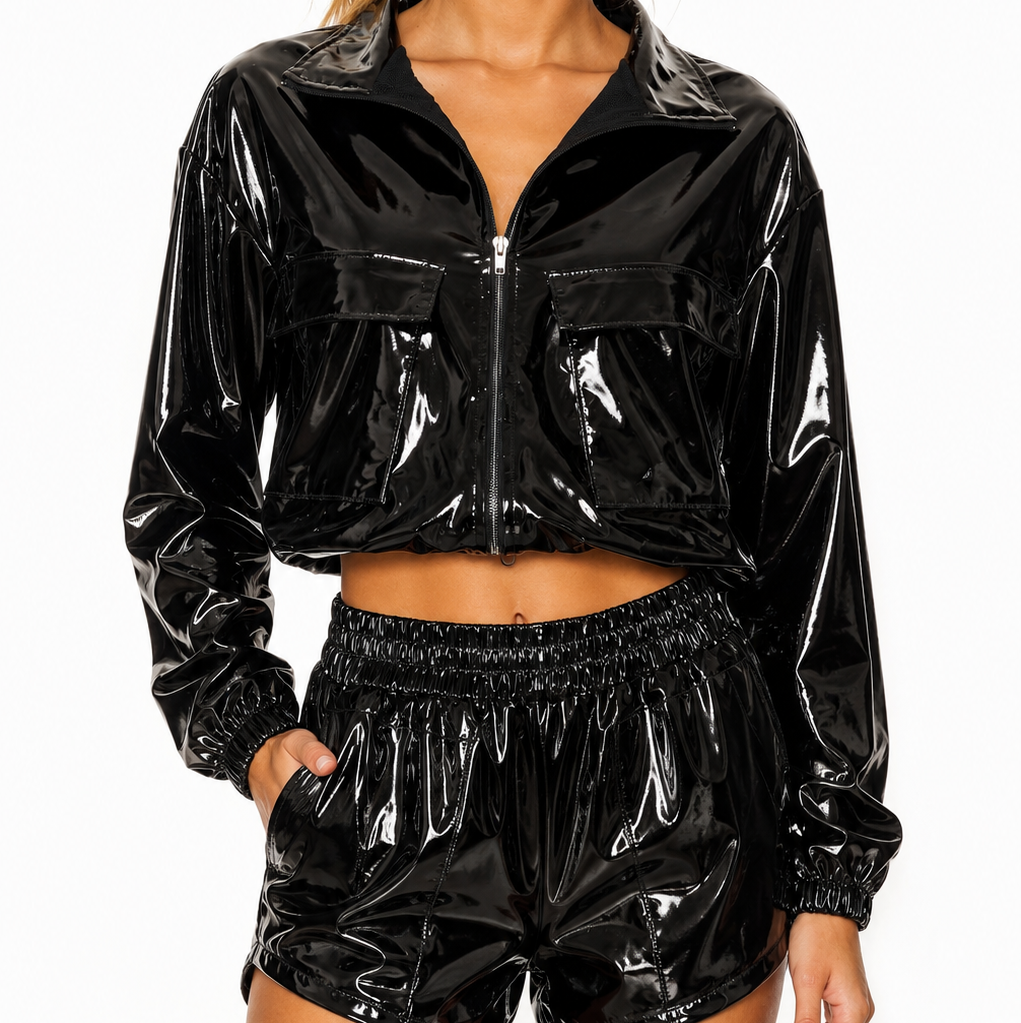 Premium PVC Cropped Jacket (Add Shorts)