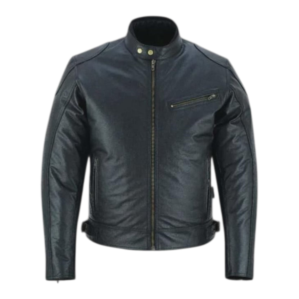 Mens Cafe Racer Leather Jacket Vintage Padded Shoulder Biker Outerwear Jacket (Copy)