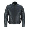 Mens Cafe Racer Leather Jacket Vintage Padded Shoulder Biker Outerwear Jacket