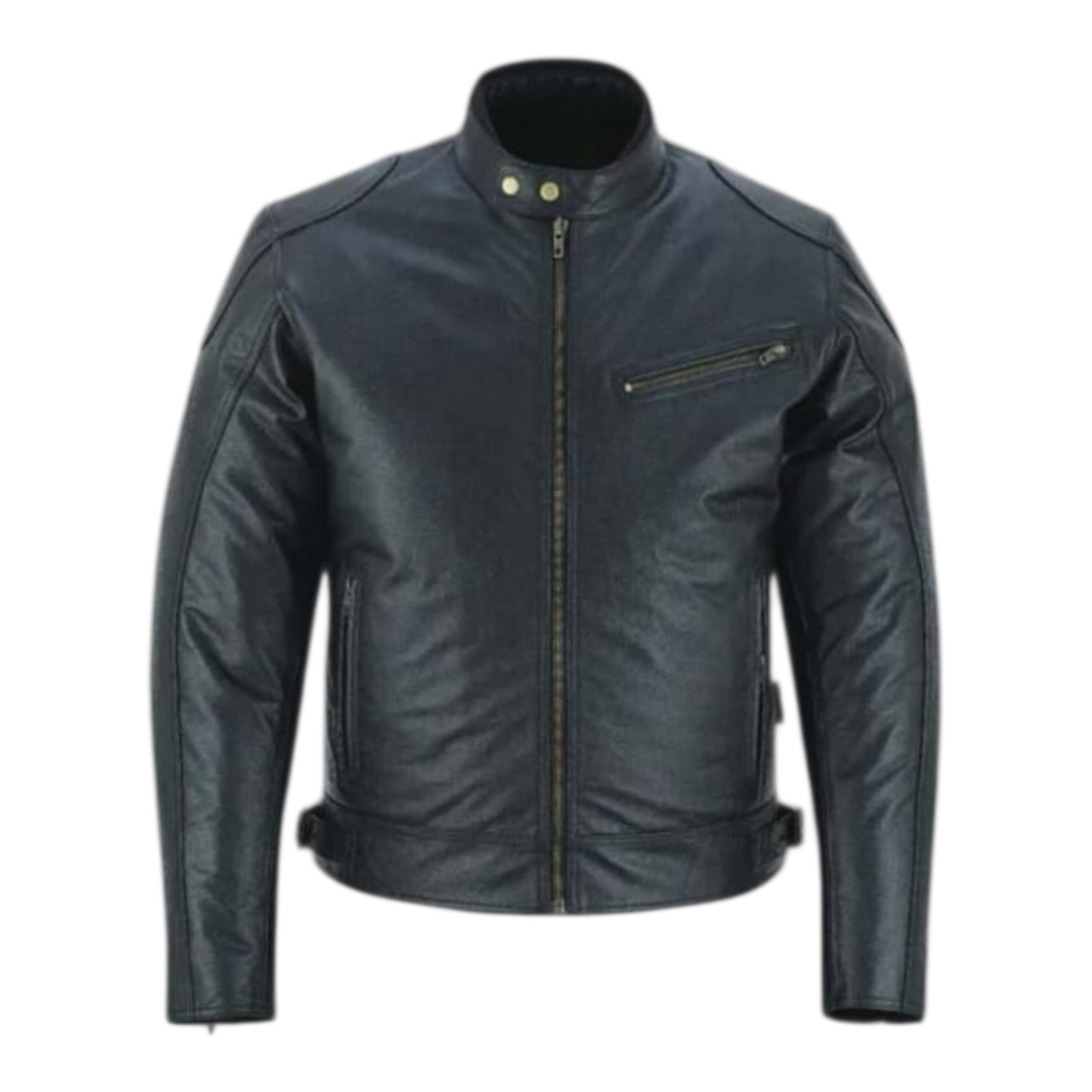 Mens Cafe Racer Leather Jacket Vintage Padded Shoulder Biker Outerwear Jacket (Copy)