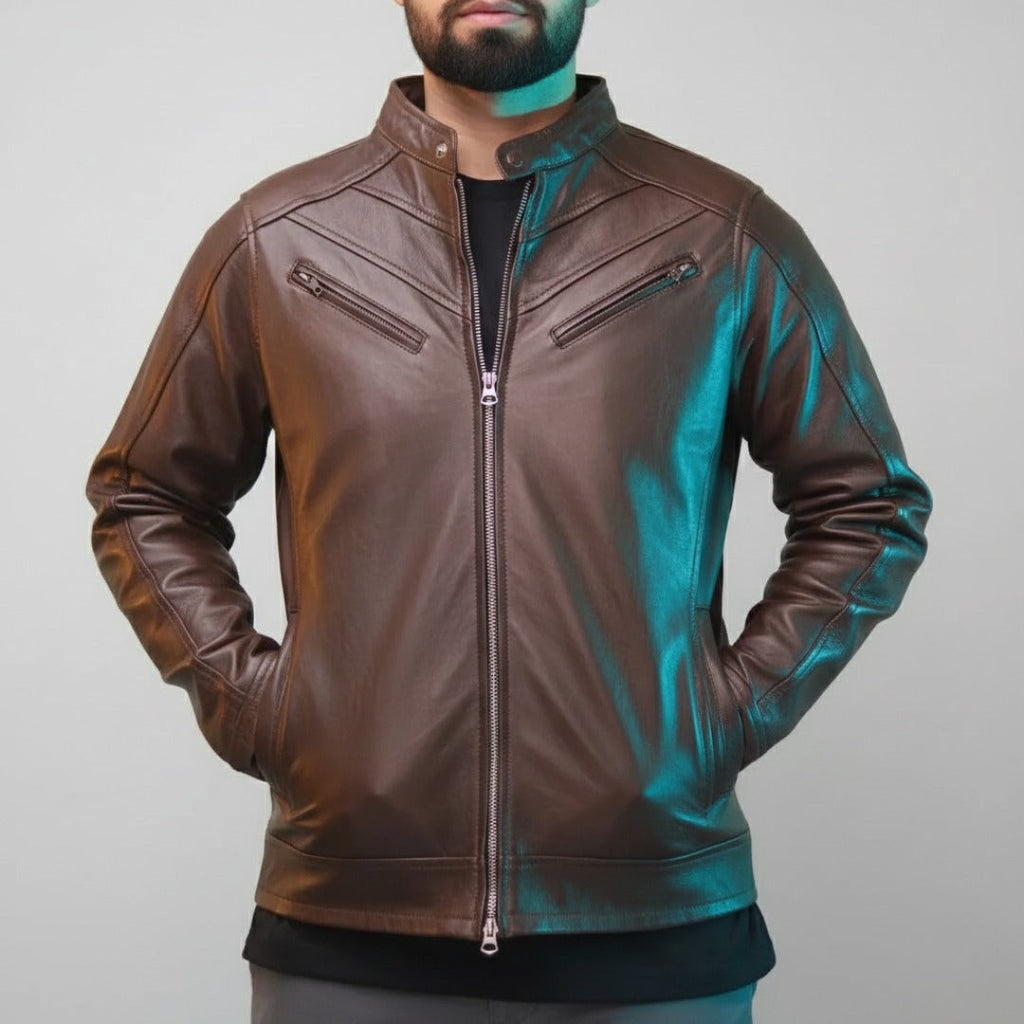 Mens Primium Leather Jacket - Eagle Terry Brown Jacket – Sheep Leather