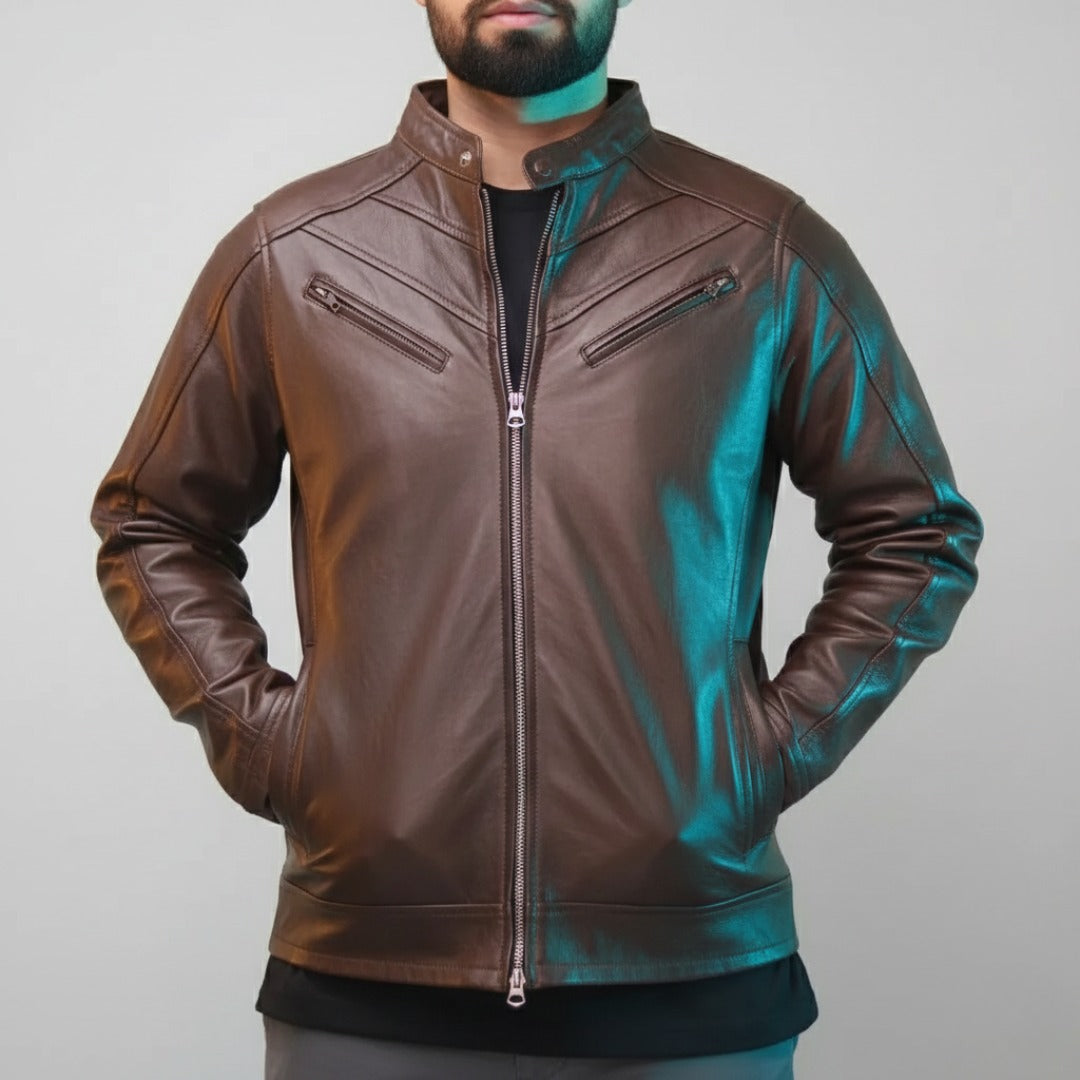 Mens Primium Leather Jacket - Eagle Terry Brown Jacket – Sheep Leather