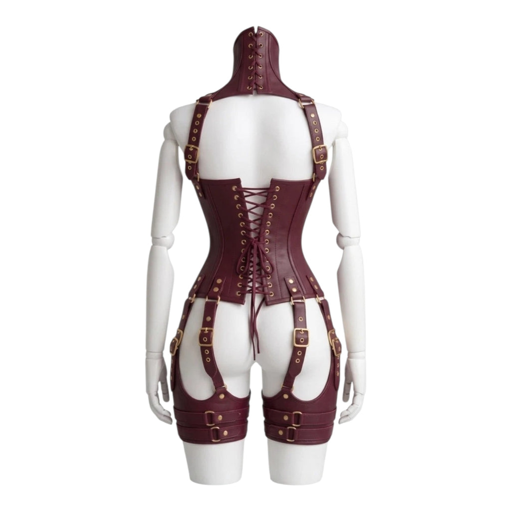 Women’s Leather Corset Harness Bodysuit Gothic Buckle Bustier Steampunk Fetish