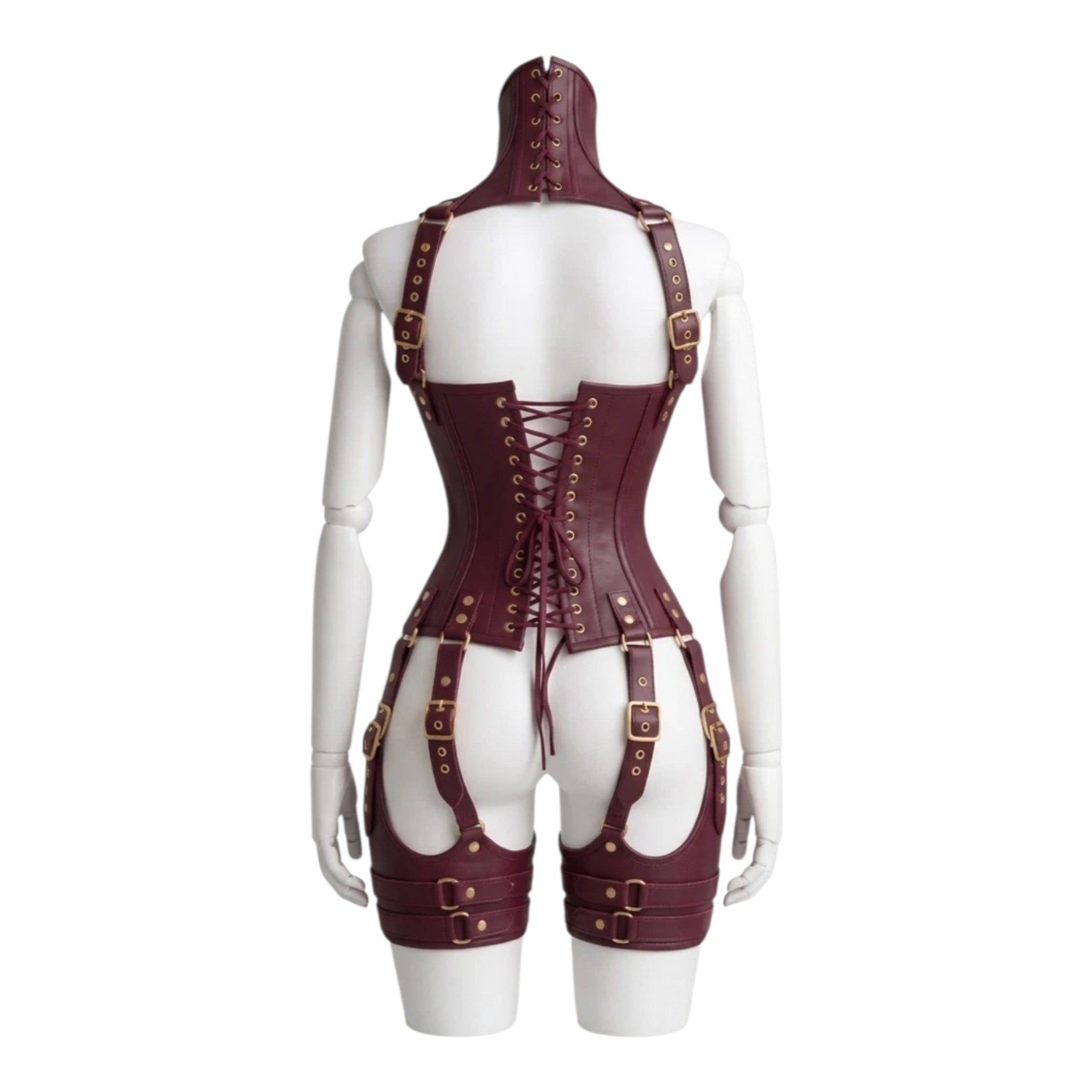 Women’s Leather Corset Harness Bodysuit Gothic Buckle Bustier Steampunk Fetish