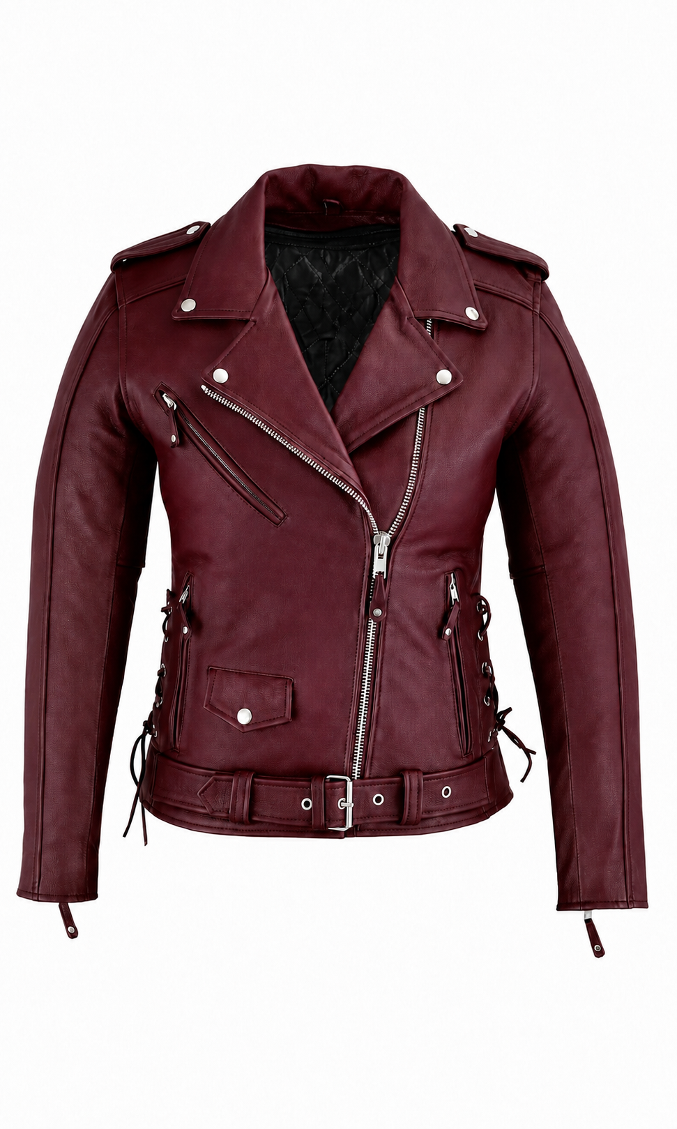 Women's Motorcycle Premium Cow Hide Thick Leather Jacket Zip Out Liner-USA