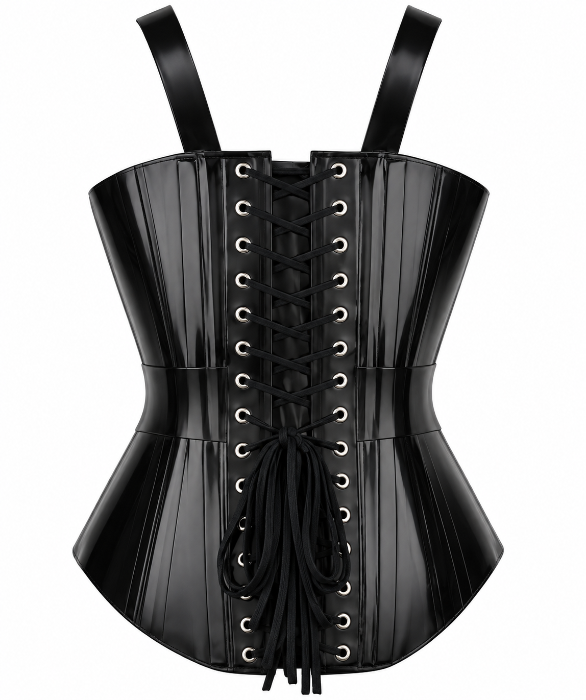 PVC Leather Corset – Front Hooks OverBust Waist Shaper