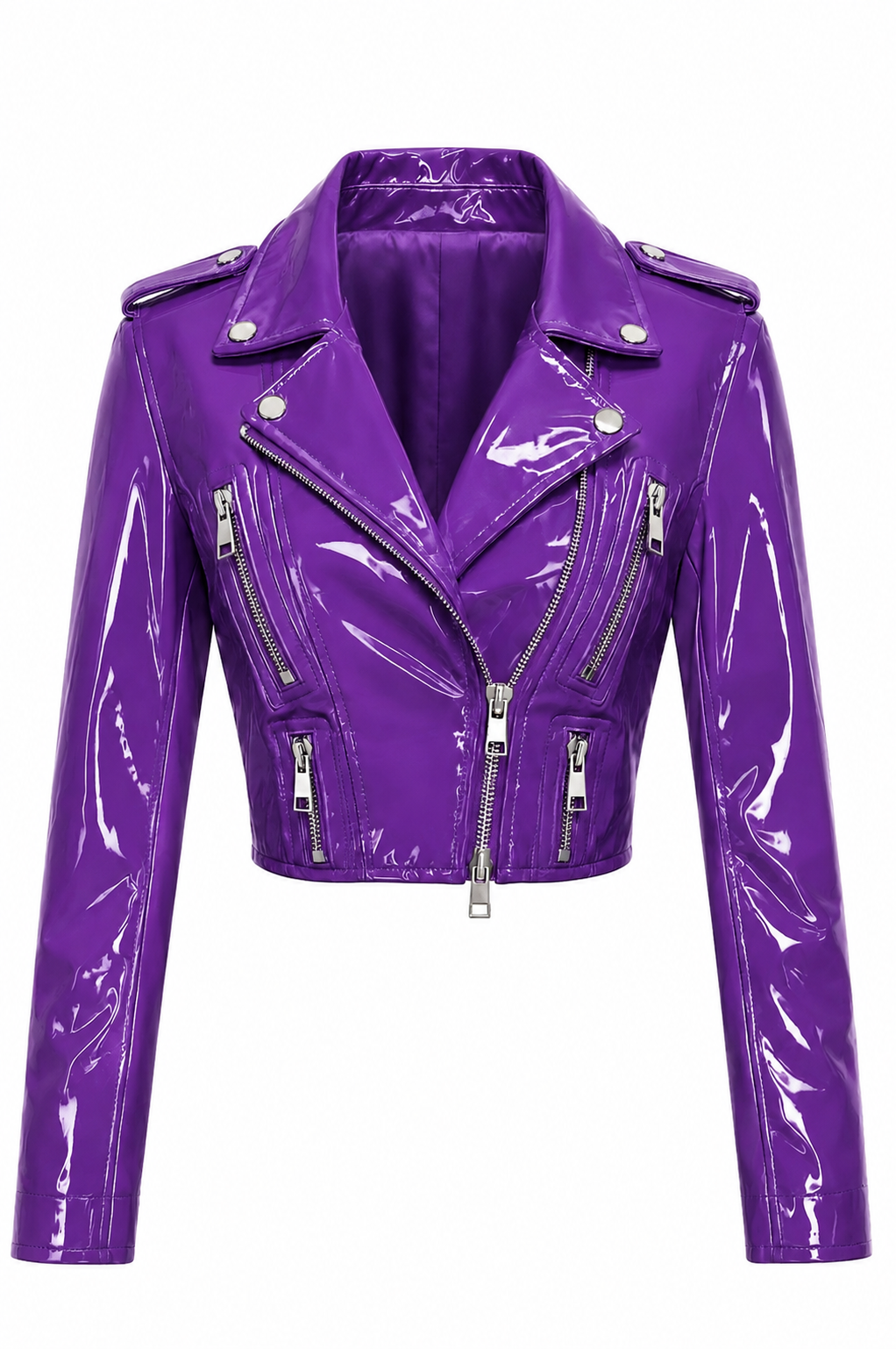 PVC - Women's Stunning Motorcycle Cropped Jacket