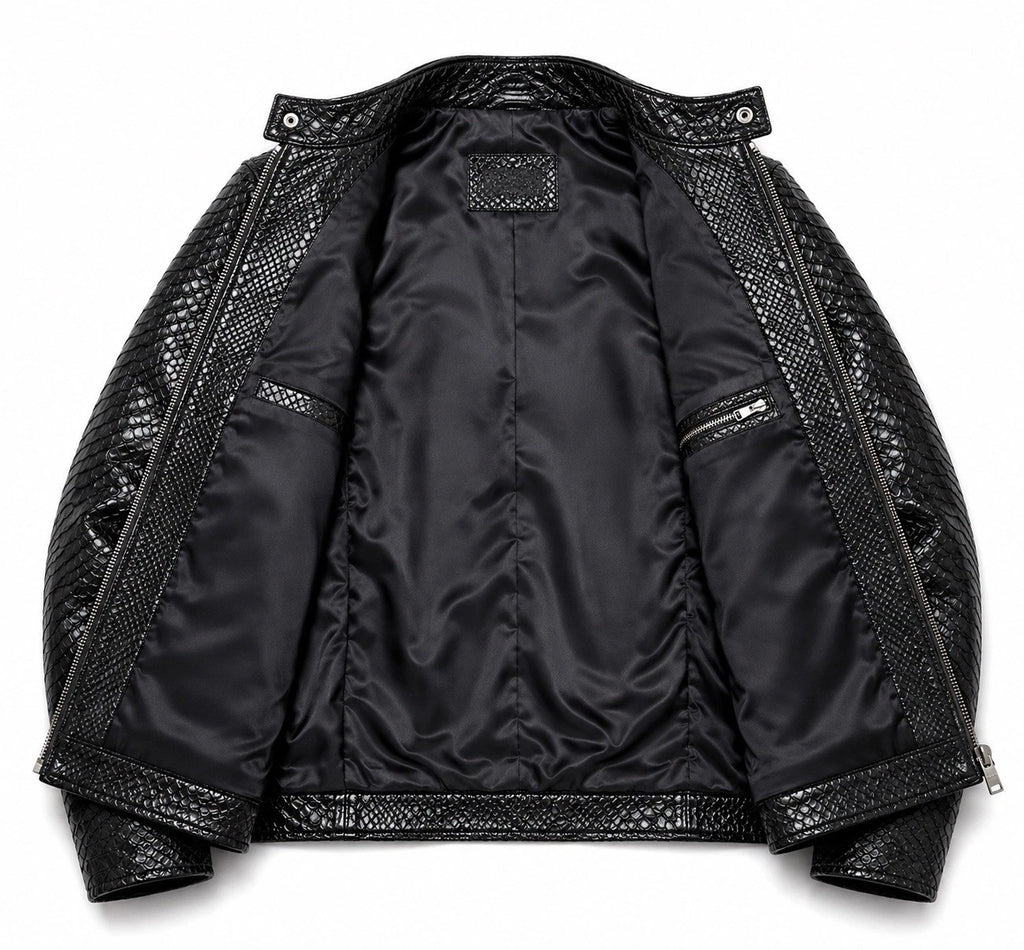 Mens Primium Leather Jacket Crocodile / Biker / Outerwear Jacket