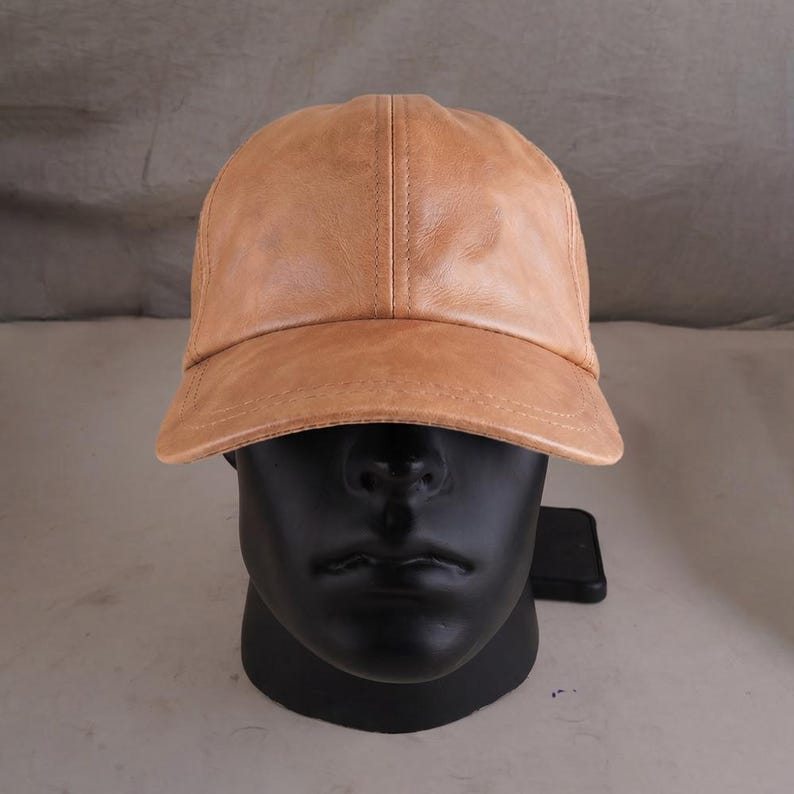 Unisex Leather Baseball Cap Distressed Biker Hat Adjustable Sports Casual Strap