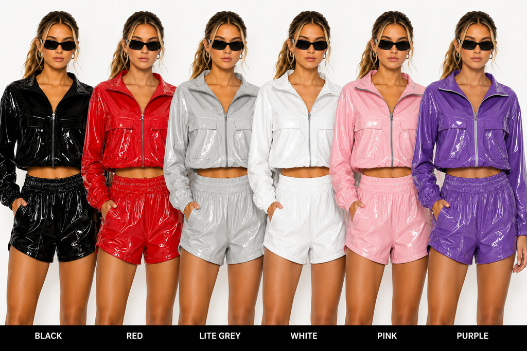 Premium PVC Cropped Jacket (Add Shorts)