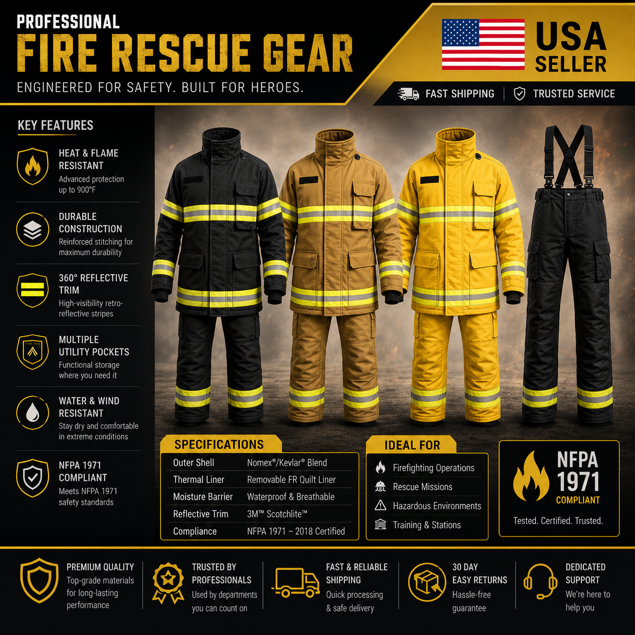 Firefighter Suit With NFPA1971 Certified