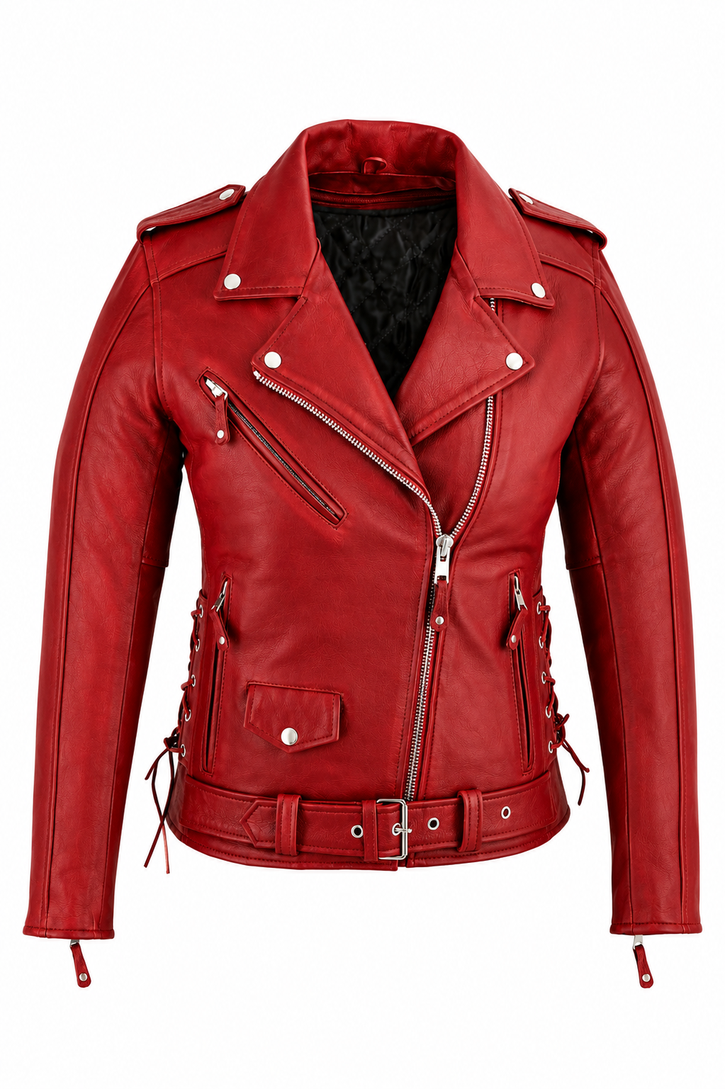 Women's Motorcycle Premium Cow Hide Thick Leather Jacket Zip Out Liner-USA