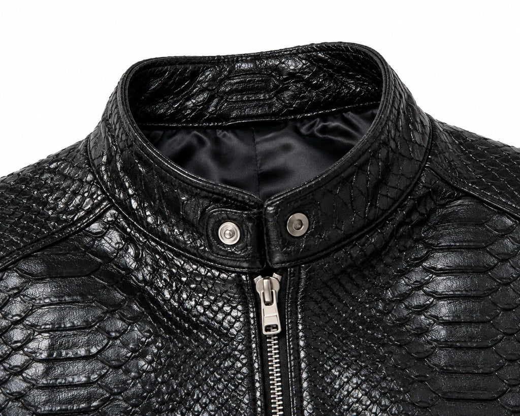 Mens Primium Leather Jacket Crocodile / Biker / Outerwear Jacket
