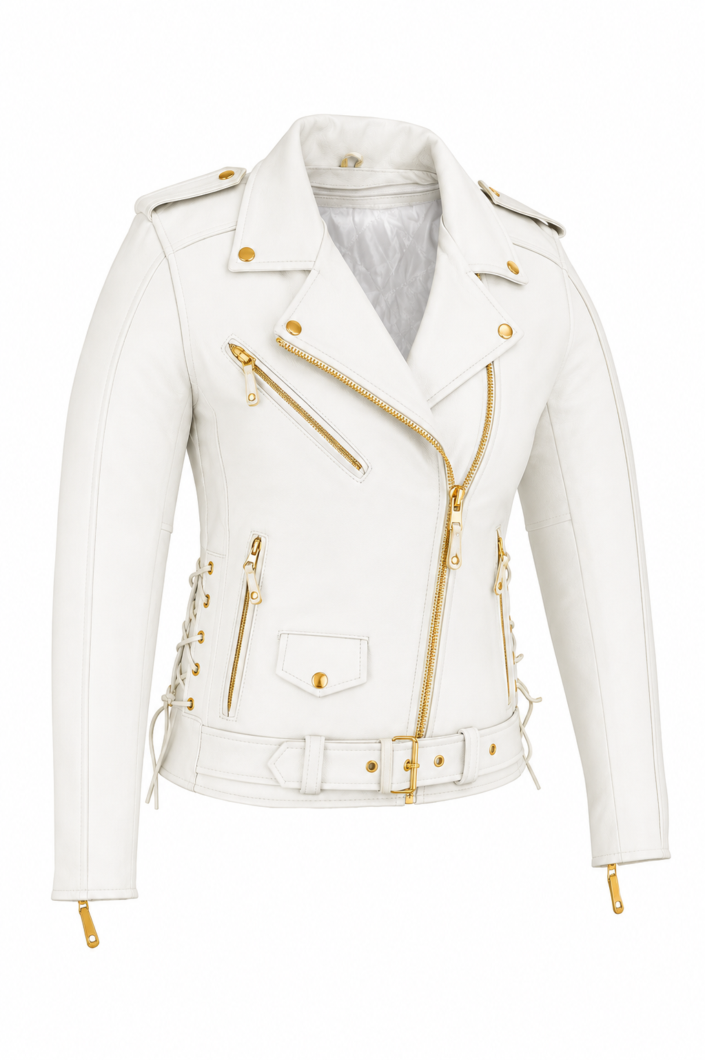 Women's Motorcycle Premium Cow Hide Thick Leather Jacket Zip Out Liner-USA