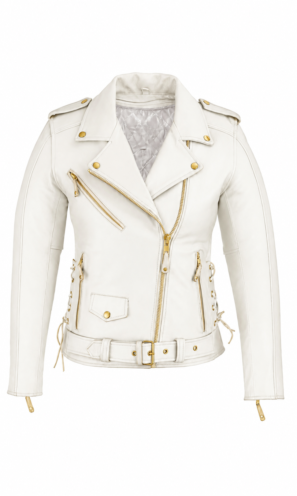 Women's Motorcycle Premium Cow Hide Thick Leather Jacket Zip Out Liner-USA