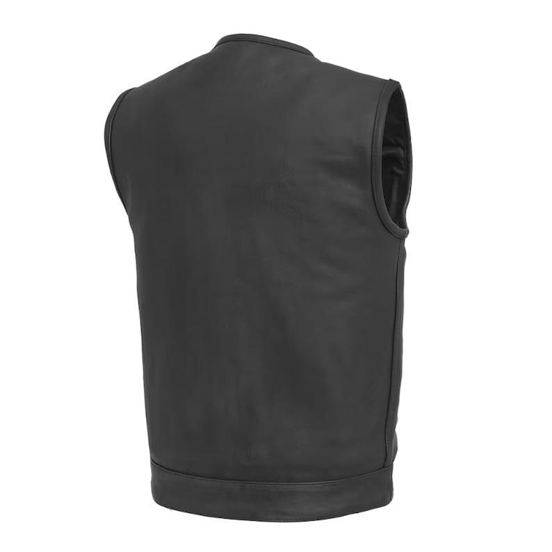 Men's Black Real Leather Vest Motorcycle Biker Slim Fit Casual Western Waistcoat Vest