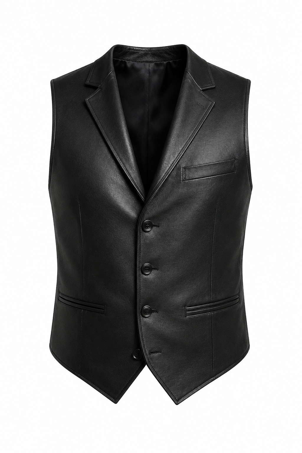 Handmade Men's Black Leather Vest Formal Waistcoat Slim Fit Classic Elegant Vest