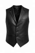 Handmade Men's Black Leather Vest Formal Waistcoat Slim Fit Classic Elegant Vest