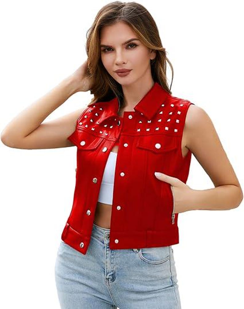 Handmade Women’s  Leather Vest Slim Fit