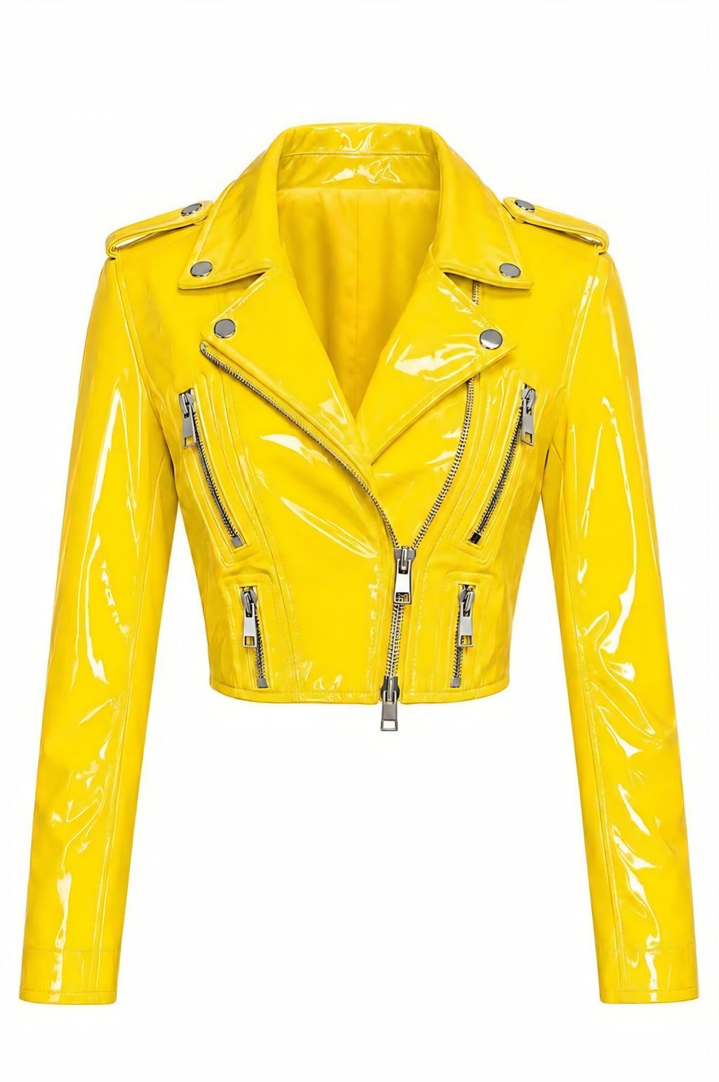 PVC - Women's Stunning Motorcycle Cropped Jacket