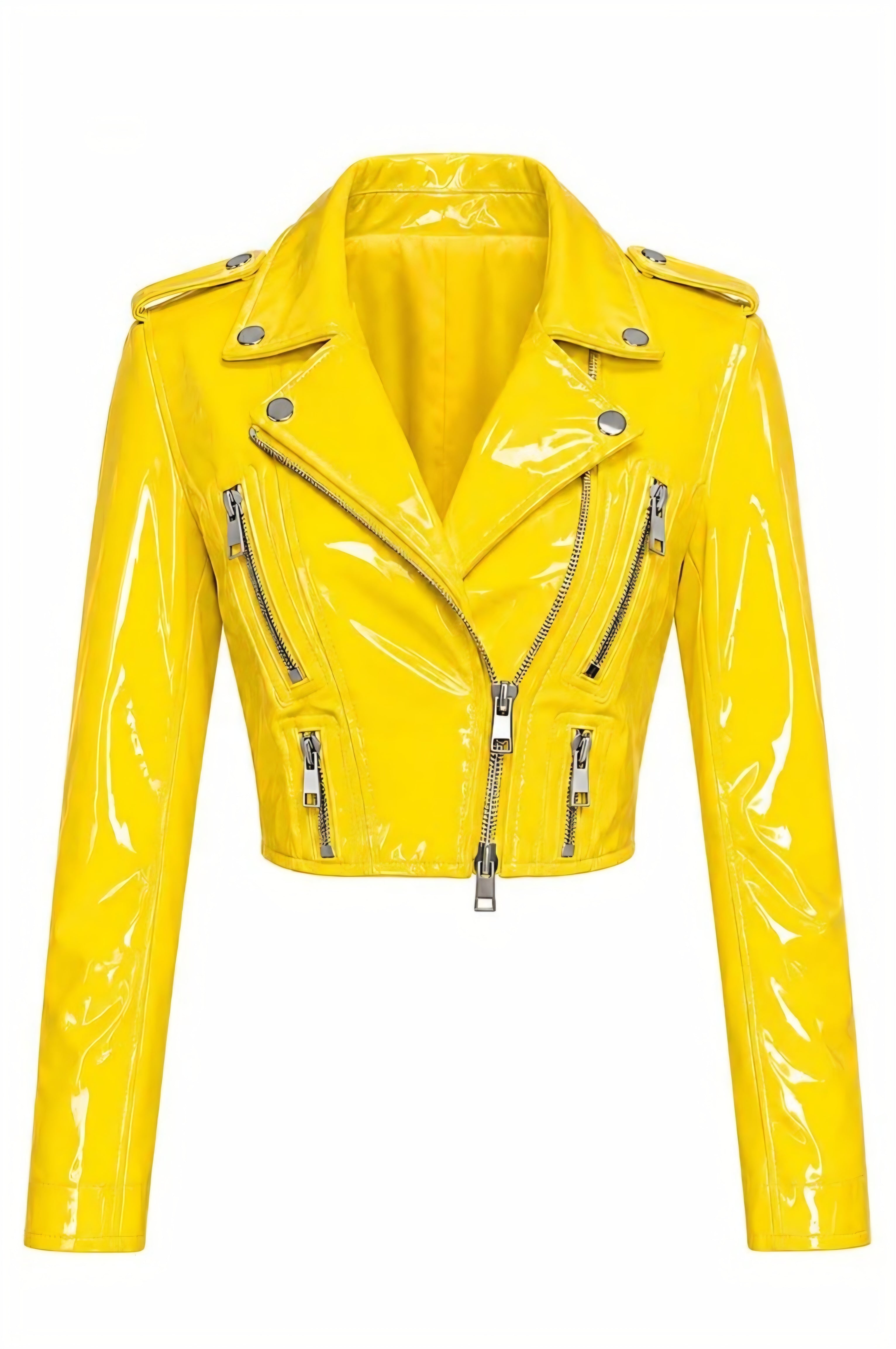 PVC - Women's Stunning Motorcycle Cropped Jacket