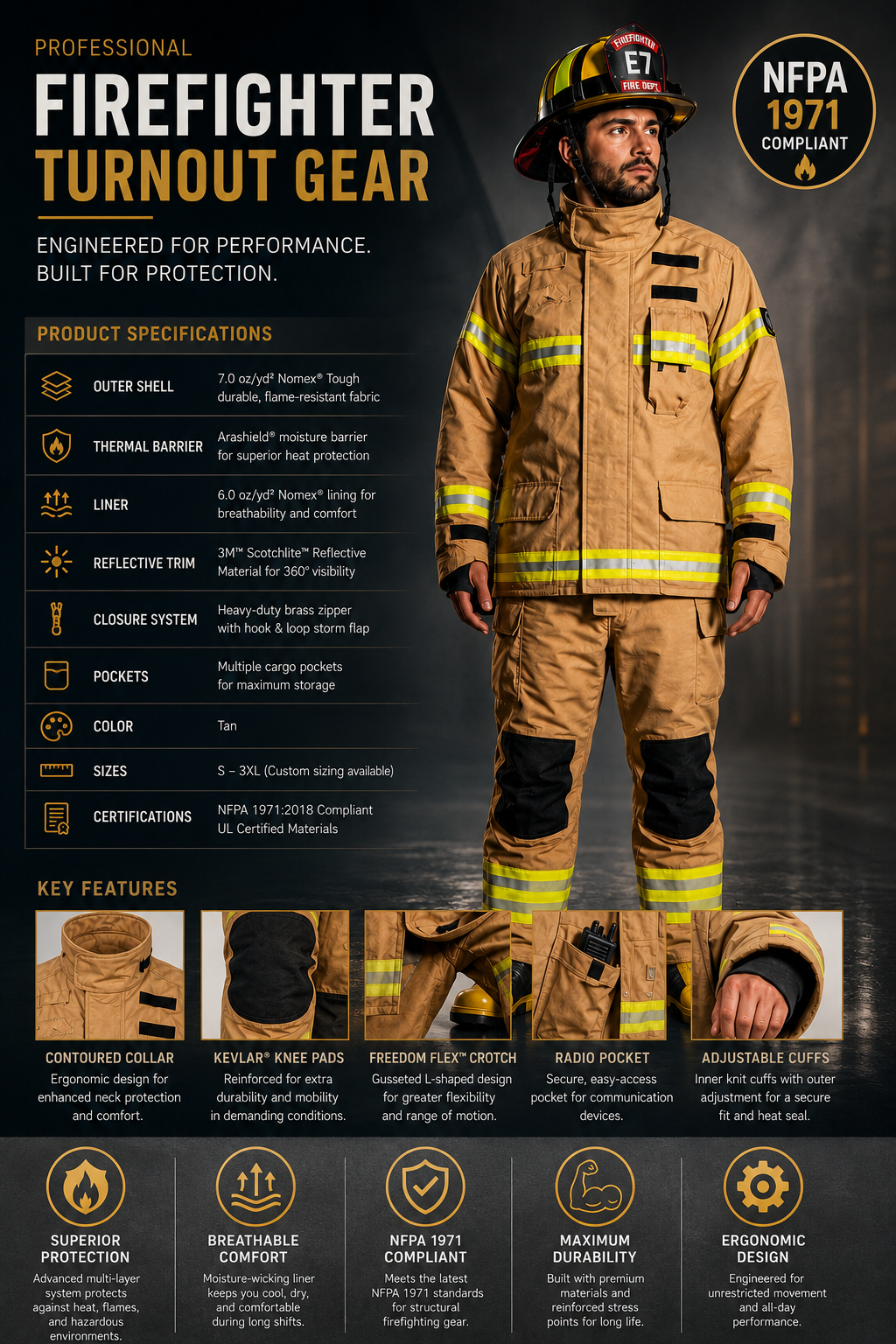 Firefighter Suit With NFPA1971 Certified
