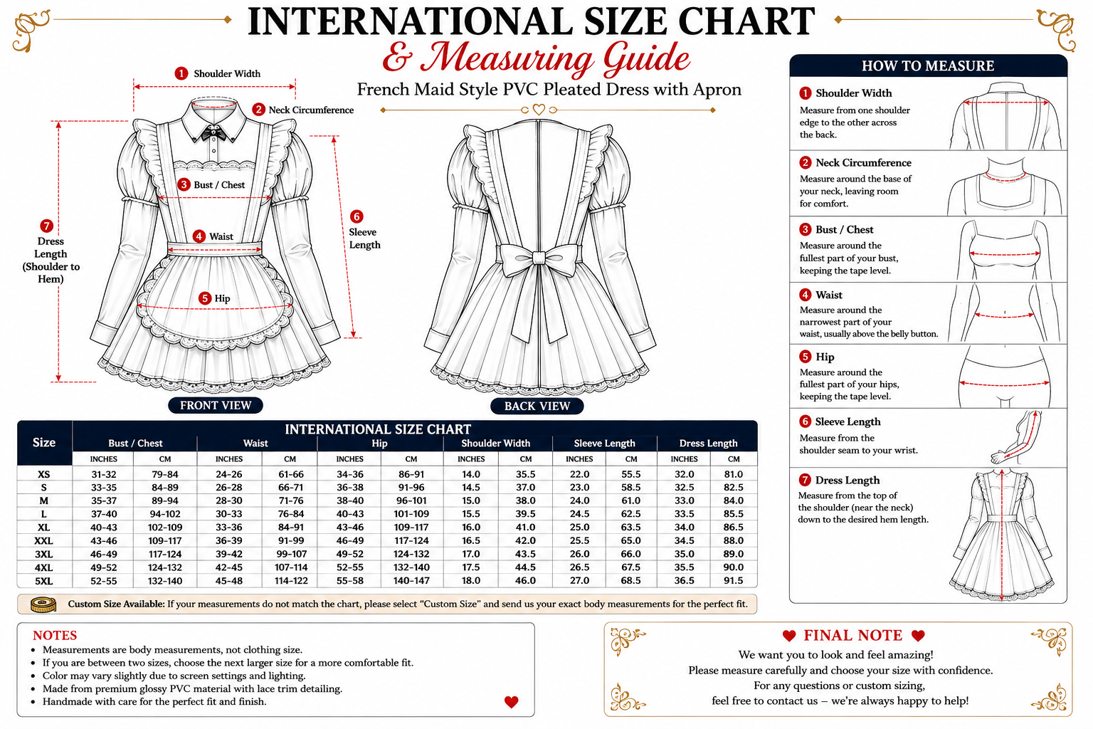 Glossy PVC Maid Dress – Customizable