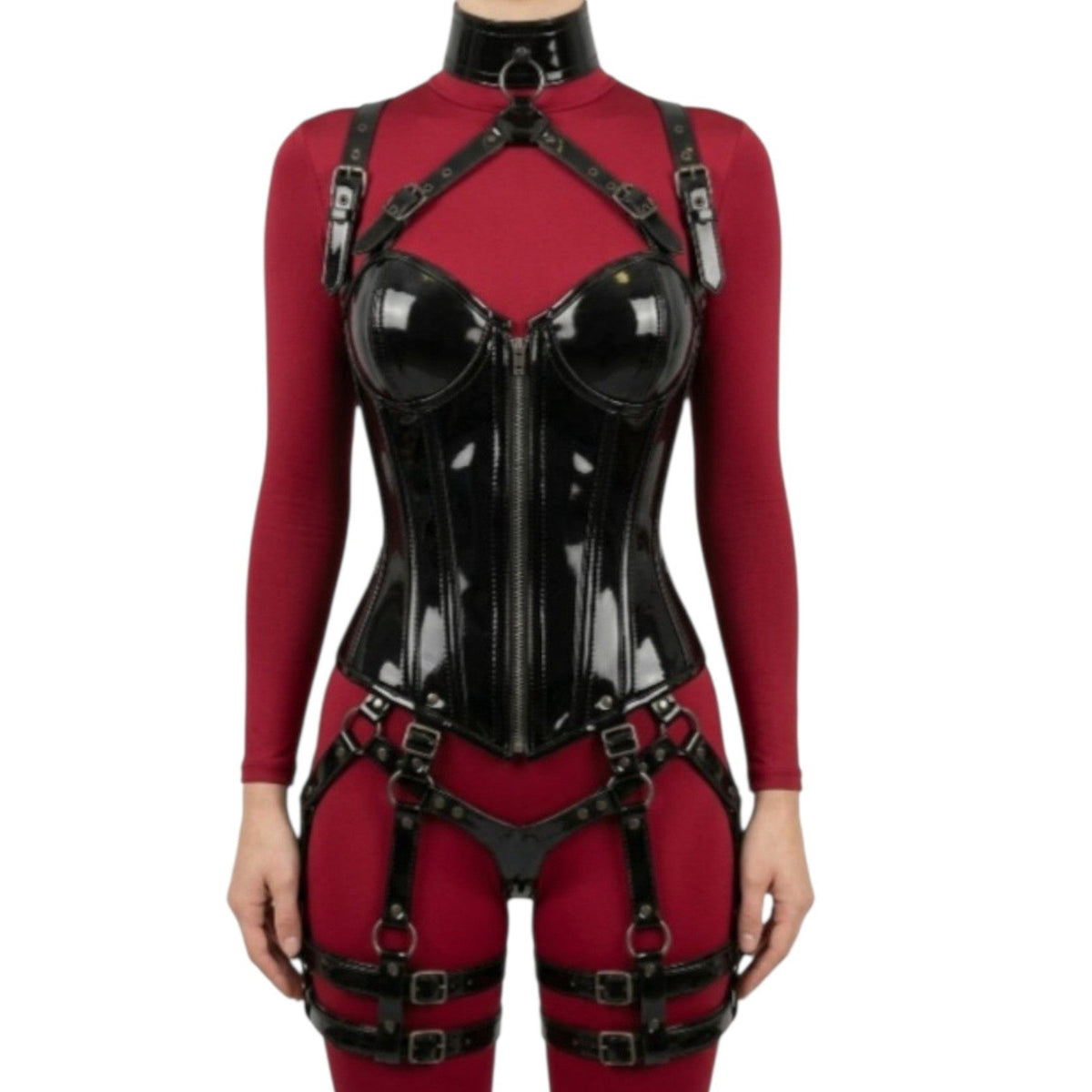 Zipper- Premium Pvc Leather Corset