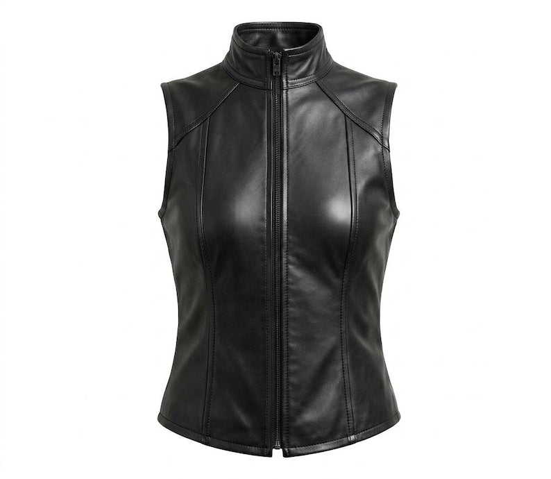 Womens Elite Slim Fit Leather Vest