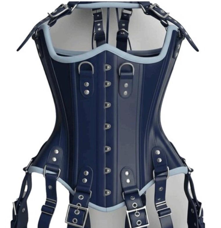Women’s Leather Corset Harness Bodysuit Gothic Buckle Bustier Steampunk Fetish