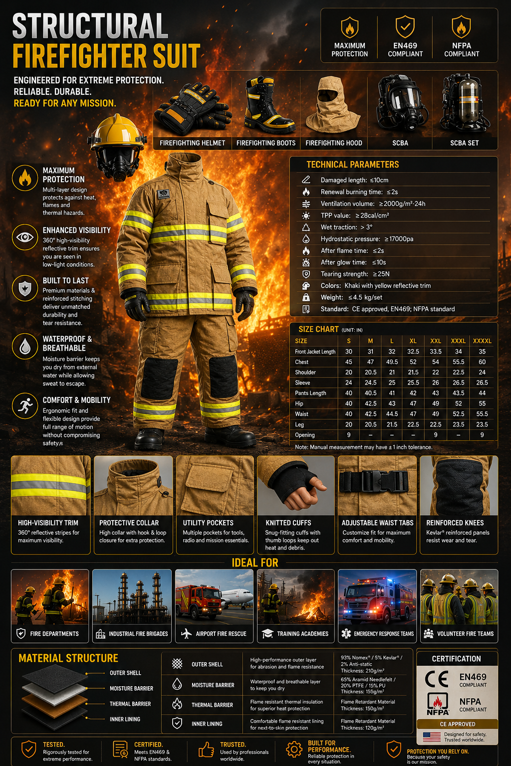Firefighter Suit With NFPA Certified